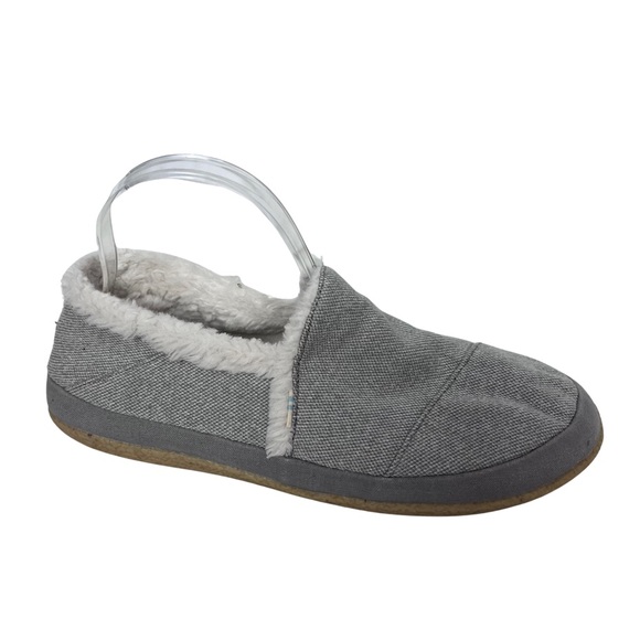 TOMS India Womens Faux Fur Lined Slippers Comfort Shoes Size 9 Grey - Picture 1 of 6